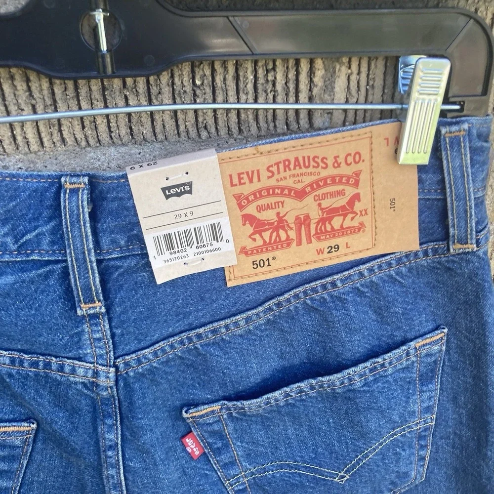 Levi's Men's‎ Sz 29 501 Jean Shorts Jorts Button Fly Dark Wash 9